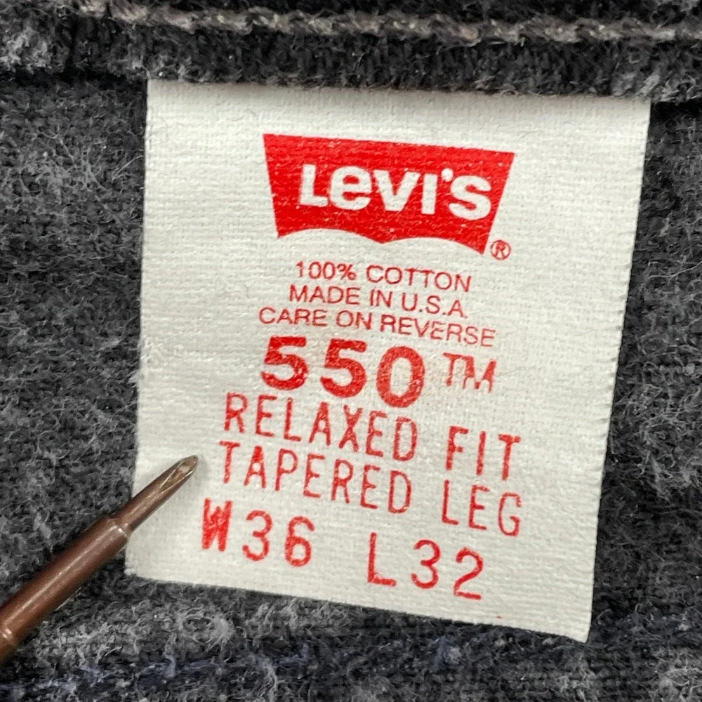 Levi's 550 Jeans Mens 36x32 Black Relaxed Fit Tapered Leg Made in USA Vintage